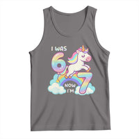Funny Unicorn I Was 6 Now I Am 7 Tank Top Girl Seventh Birthday Gift - Wonder Print Shop