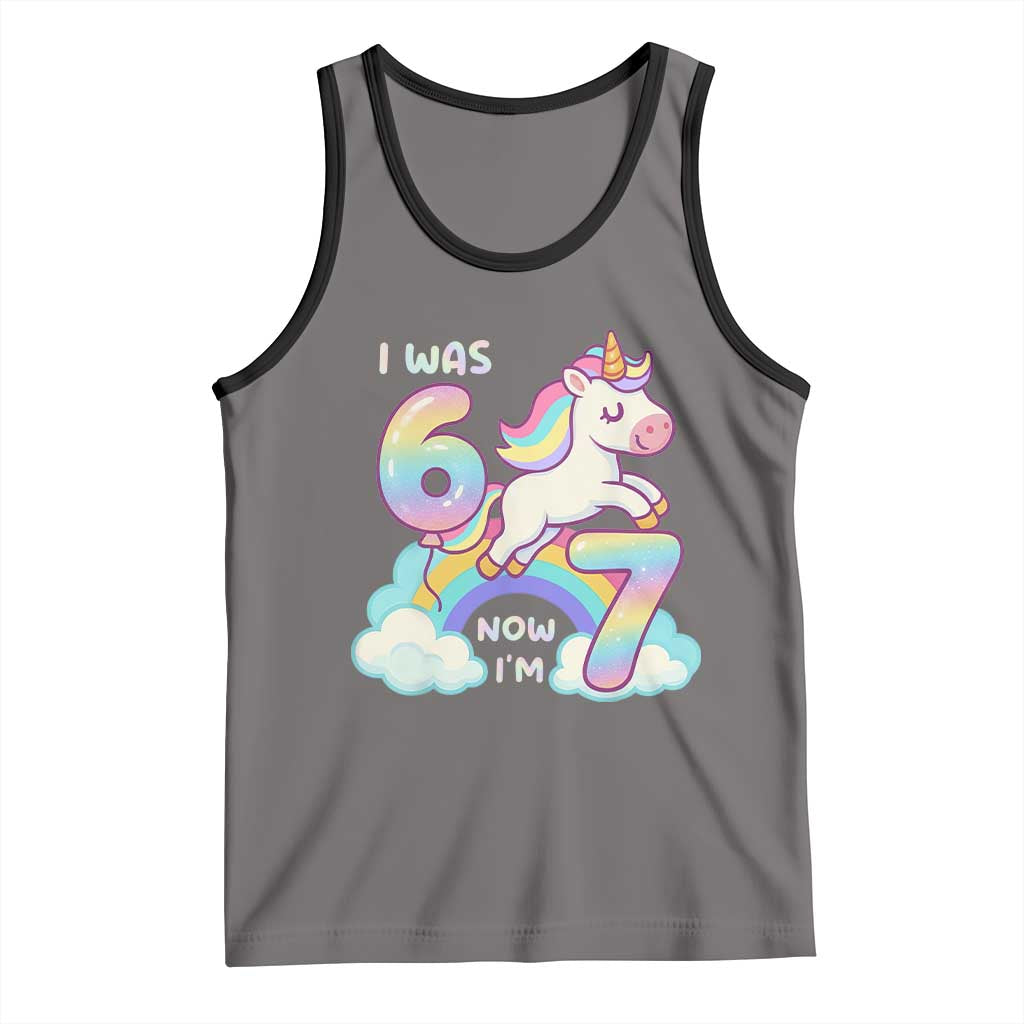 Funny Unicorn I Was 6 Now I Am 7 Tank Top Girl Seventh Birthday Gift - Wonder Print Shop