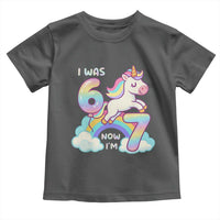 Funny Unicorn I Was 6 Now I Am 7 Toddler T Shirt Girl Seventh Birthday Gift - Wonder Print Shop