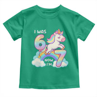 Funny Unicorn I Was 6 Now I Am 7 Toddler T Shirt Girl Seventh Birthday Gift - Wonder Print Shop