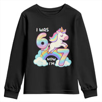 Funny Unicorn I Was 6 Now I Am 7 Youth Sweatshirt Girl Seventh Birthday Gift - Wonder Print Shop