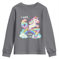 Funny Unicorn I Was 6 Now I Am 7 Youth Sweatshirt Girl Seventh Birthday Gift - Wonder Print Shop