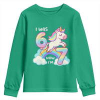 Funny Unicorn I Was 6 Now I Am 7 Youth Sweatshirt Girl Seventh Birthday Gift - Wonder Print Shop