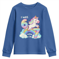 Funny Unicorn I Was 6 Now I Am 7 Youth Sweatshirt Girl Seventh Birthday Gift - Wonder Print Shop