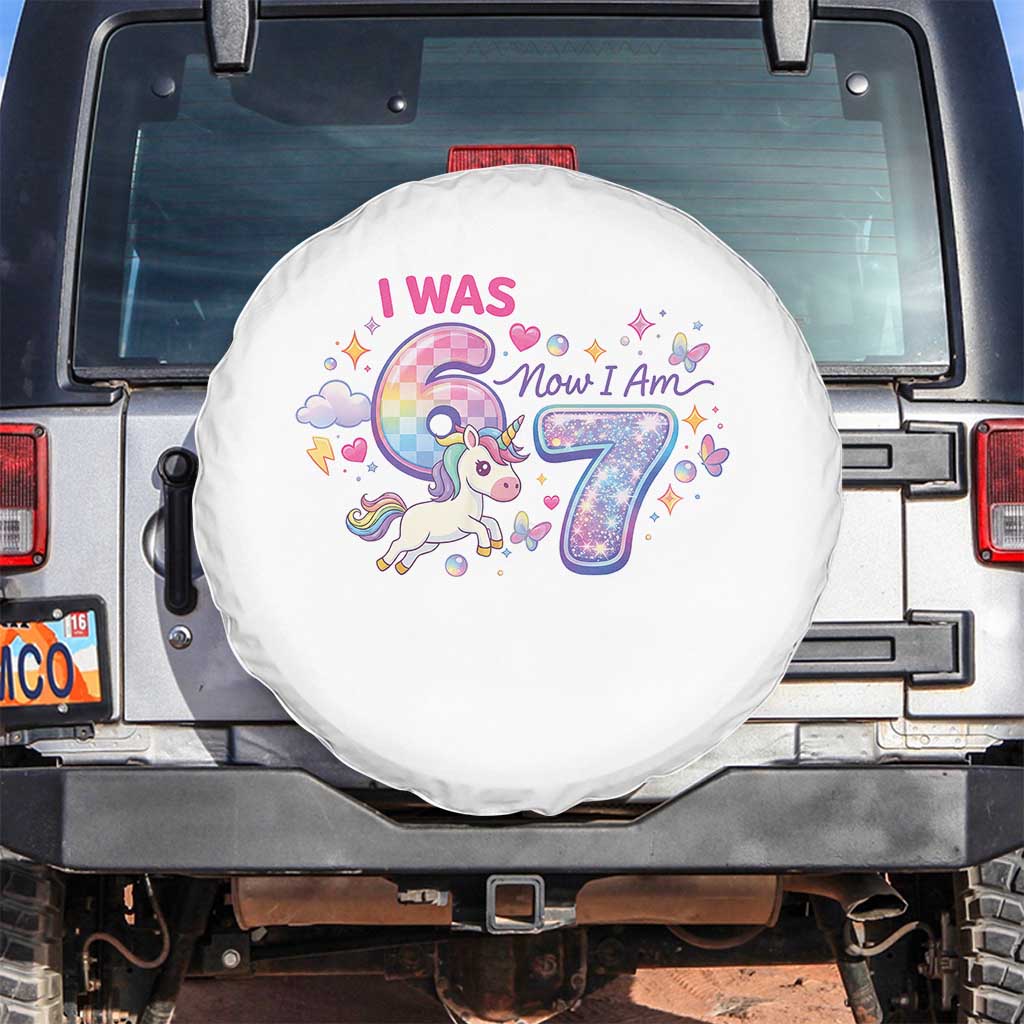 I Was 6 Now I Am 7 Spare Tire Cover Funny Birthday Alpha Kids - Wonder Print Shop