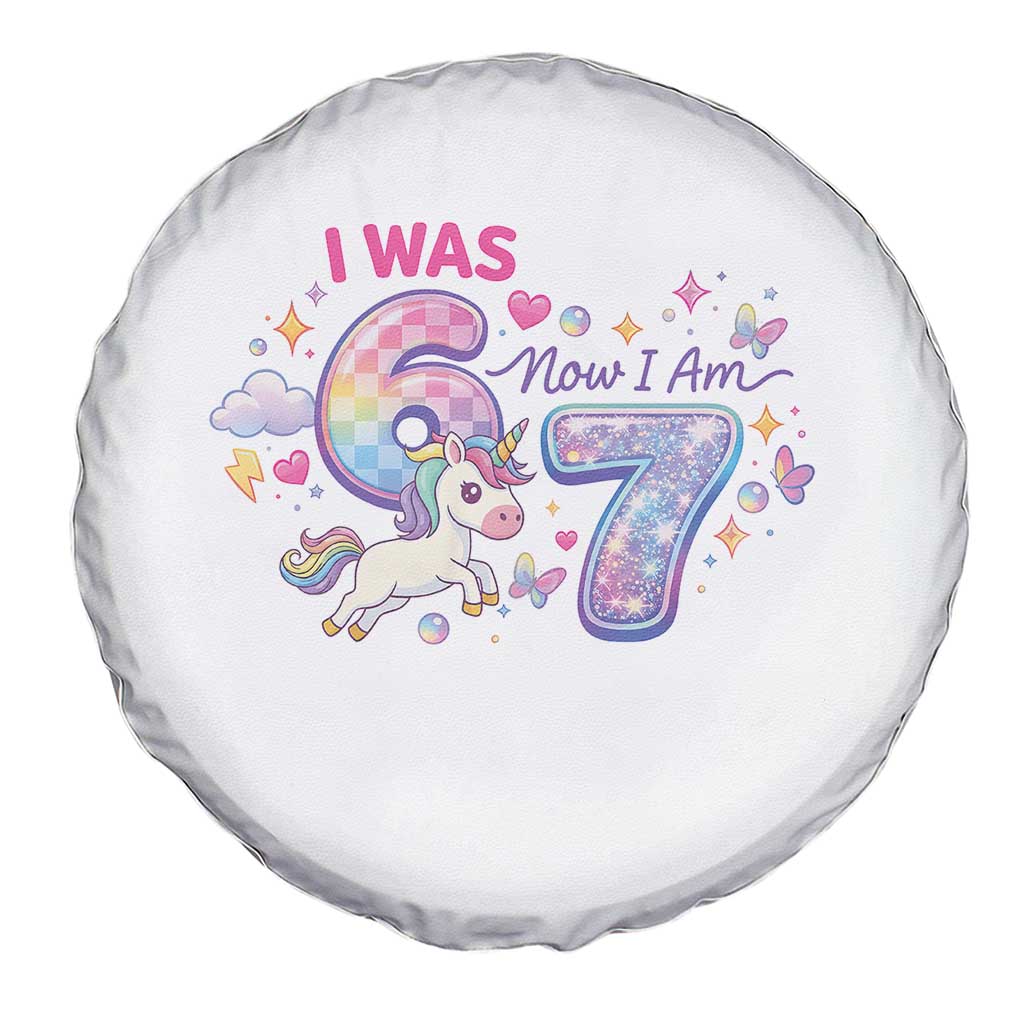 I Was 6 Now I Am 7 Spare Tire Cover Funny Birthday Alpha Kids - Wonder Print Shop