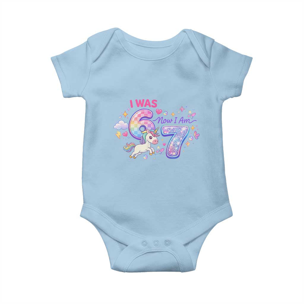 I Was 6 Now I Am 7 Baby Onesie Funny Birthday Alpha Kids - Wonder Print Shop