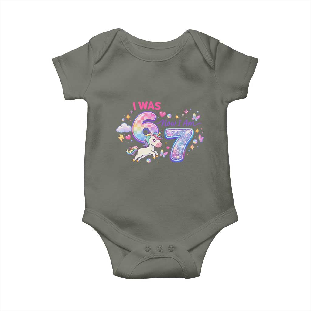 I Was 6 Now I Am 7 Baby Onesie Funny Birthday Alpha Kids - Wonder Print Shop