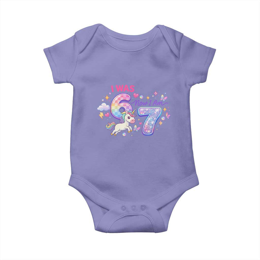 I Was 6 Now I Am 7 Baby Onesie Funny Birthday Alpha Kids - Wonder Print Shop