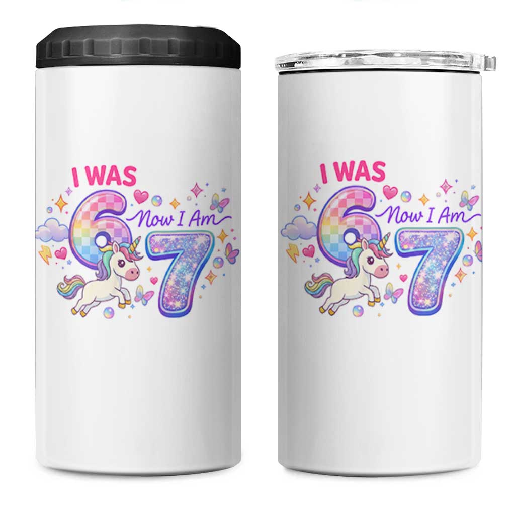 I Was 6 Now I Am 7 4 in 1 Can Cooler Tumbler Funny Birthday Alpha Kids - Wonder Print Shop