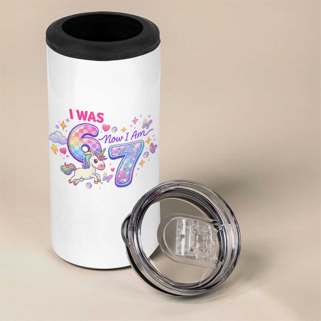 I Was 6 Now I Am 7 4 in 1 Can Cooler Tumbler Funny Birthday Alpha Kids - Wonder Print Shop