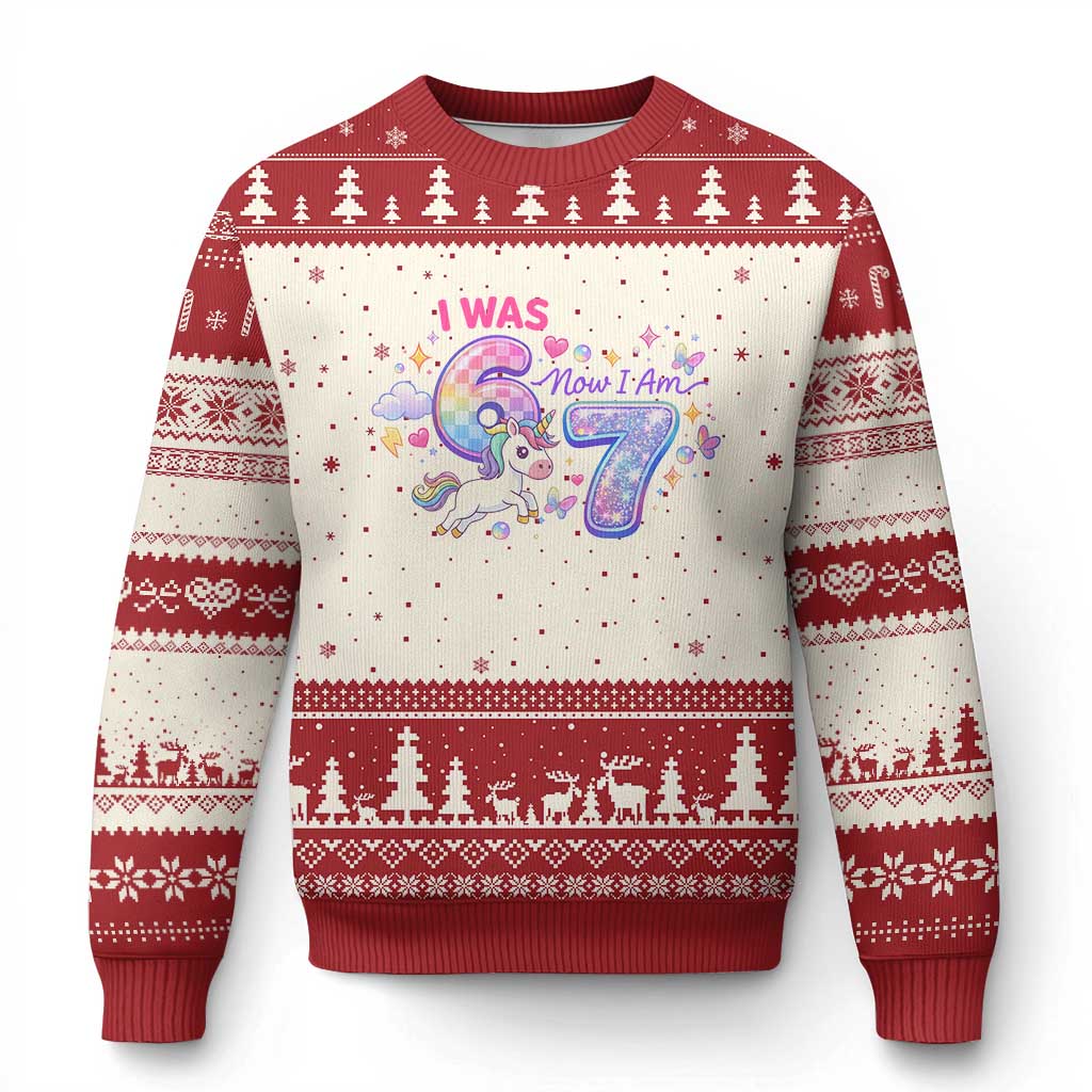 I Was 6 Now I Am 7 Ugly Christmas Sweater Funny Birthday Alpha Kids - Wonder Print Shop