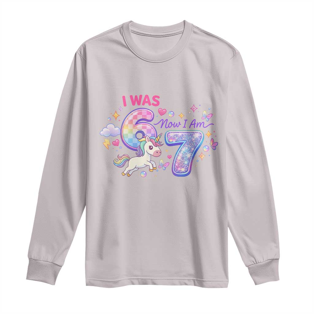 I Was 6 Now I Am 7 Long Sleeve Shirt Funny Birthday Alpha Kids - Wonder Print Shop