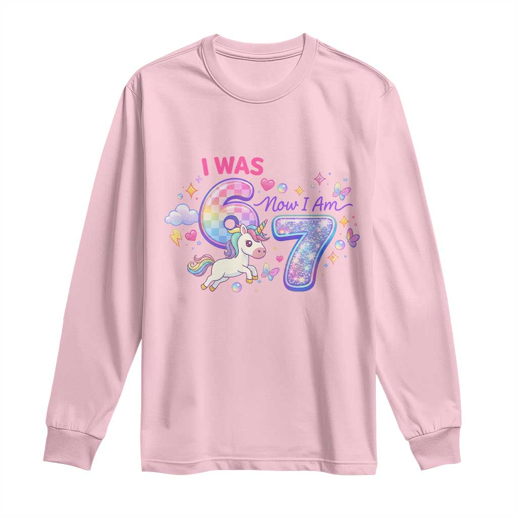 I Was 6 Now I Am 7 Long Sleeve Shirt Funny Birthday Alpha Kids - Wonder Print Shop