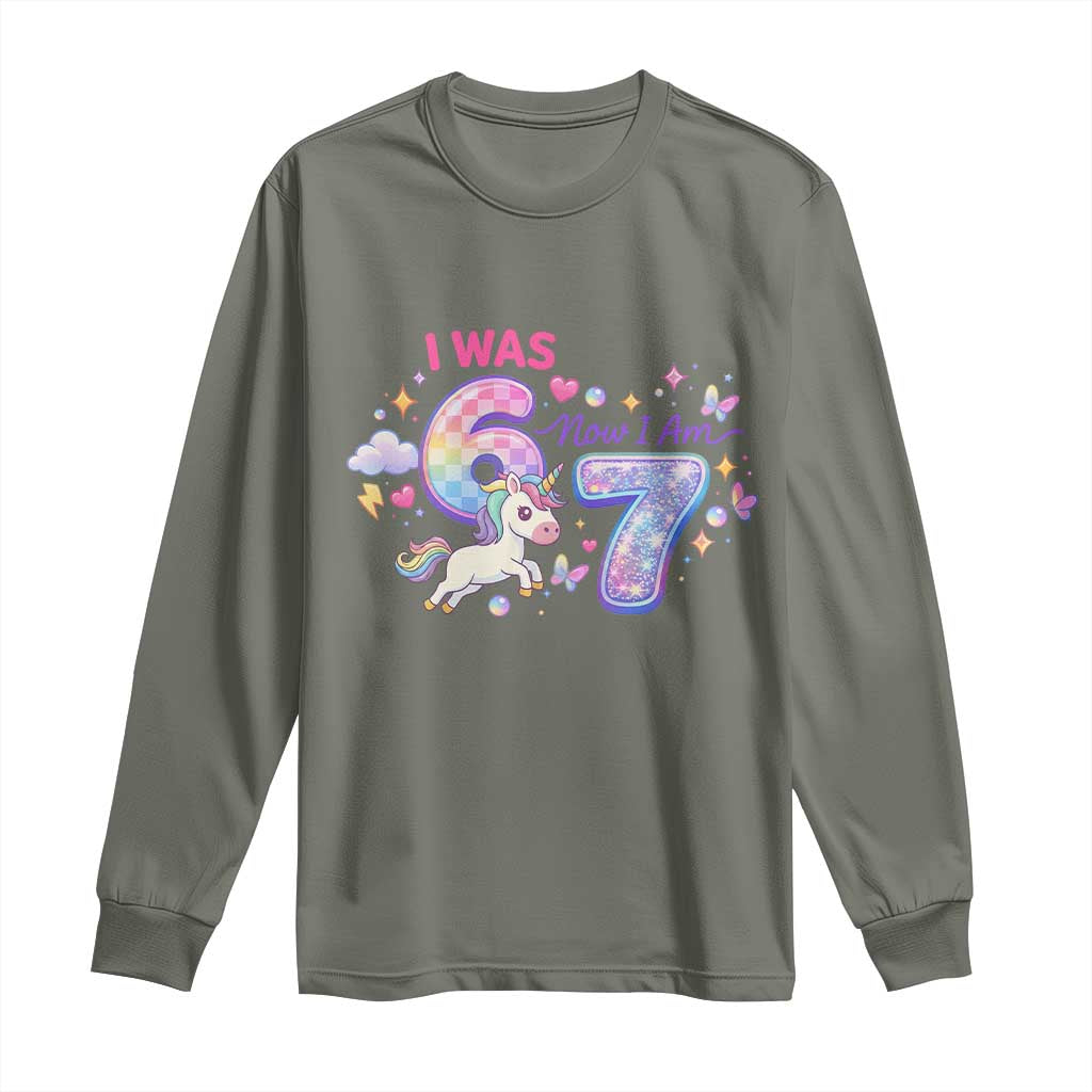 I Was 6 Now I Am 7 Long Sleeve Shirt Funny Birthday Alpha Kids - Wonder Print Shop