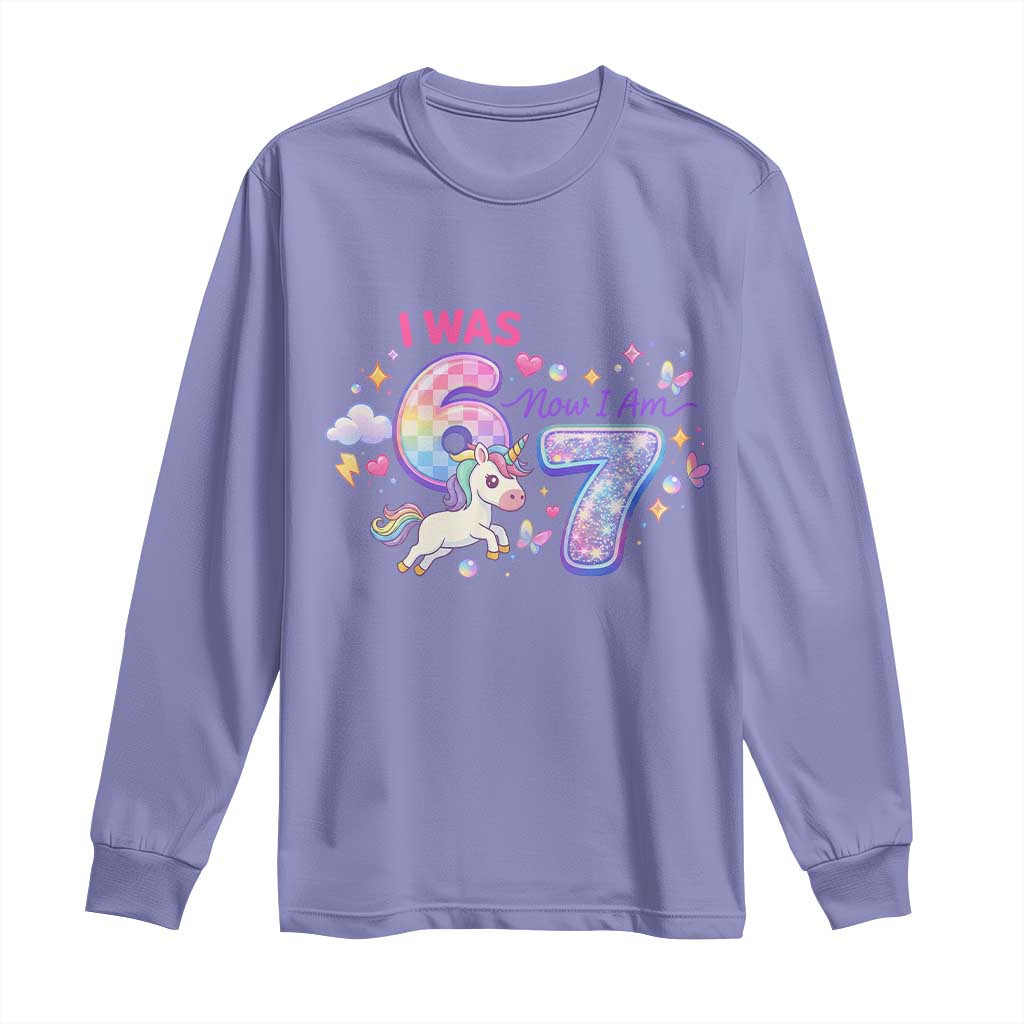 I Was 6 Now I Am 7 Long Sleeve Shirt Funny Birthday Alpha Kids - Wonder Print Shop