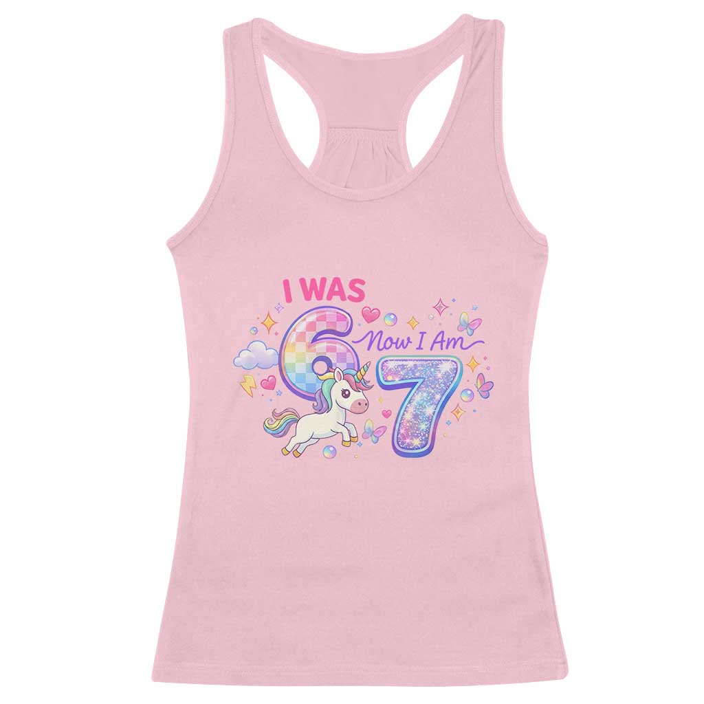 I Was 6 Now I Am 7 Racerback Tank Top Funny Birthday Alpha Kids - Wonder Print Shop