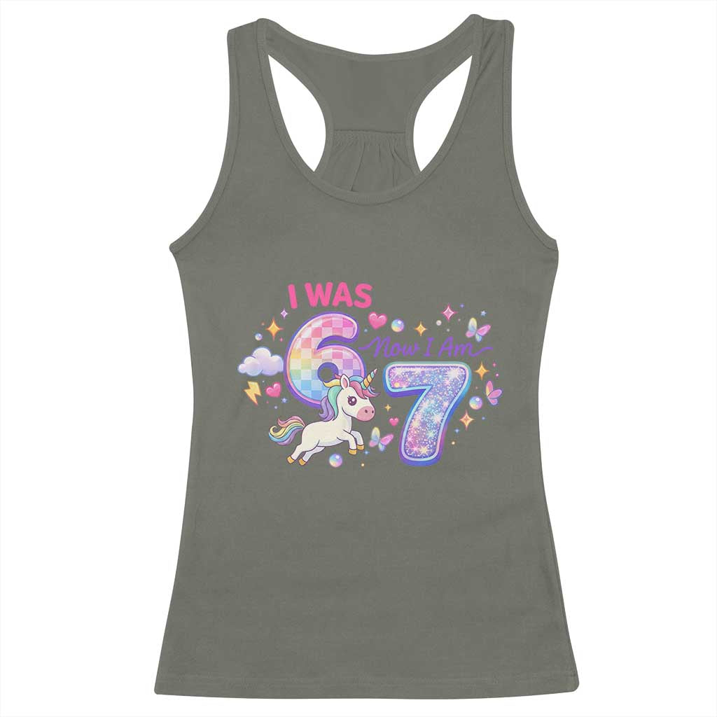 I Was 6 Now I Am 7 Racerback Tank Top Funny Birthday Alpha Kids - Wonder Print Shop