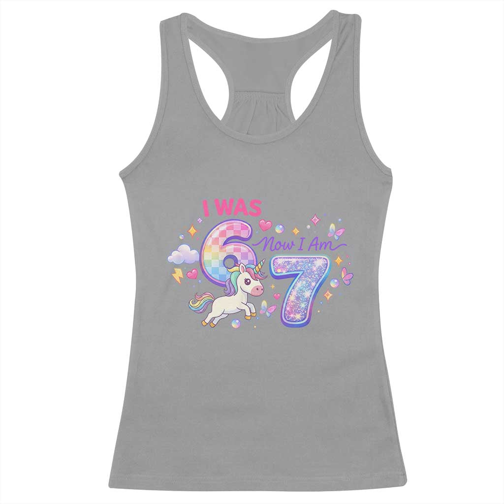 I Was 6 Now I Am 7 Racerback Tank Top Funny Birthday Alpha Kids - Wonder Print Shop
