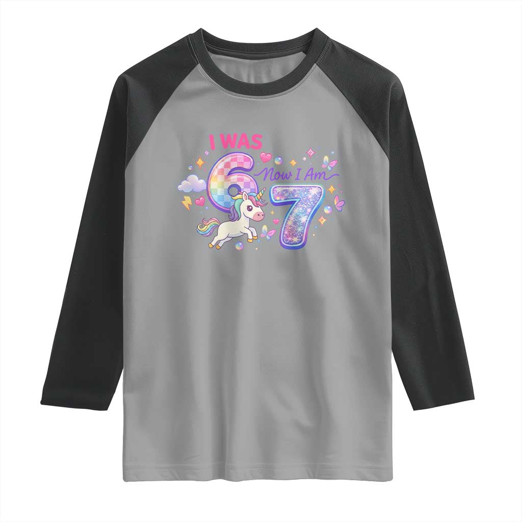I Was 6 Now I Am 7 Raglan Shirt Funny Birthday Alpha Kids - Wonder Print Shop