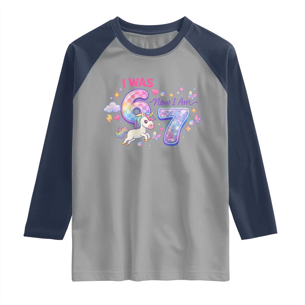 I Was 6 Now I Am 7 Raglan Shirt Funny Birthday Alpha Kids - Wonder Print Shop