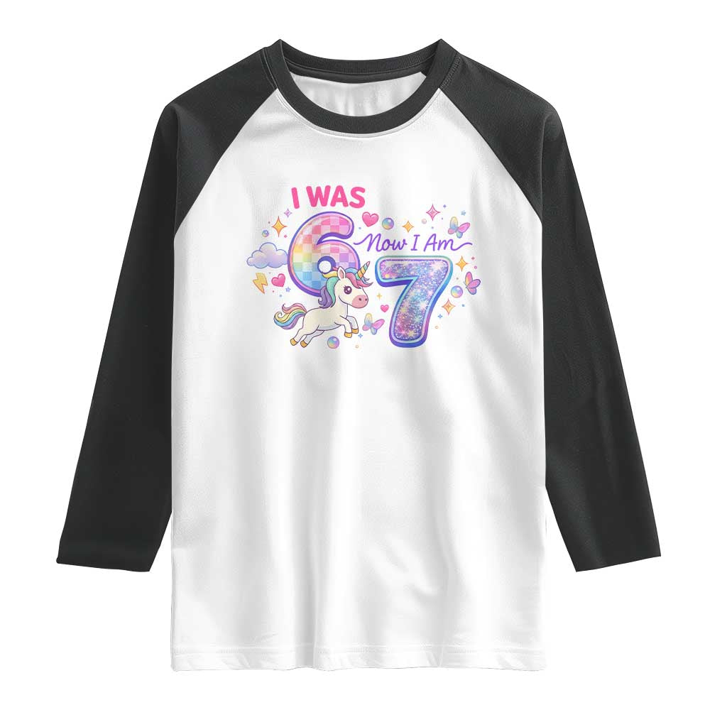 I Was 6 Now I Am 7 Raglan Shirt Funny Birthday Alpha Kids - Wonder Print Shop
