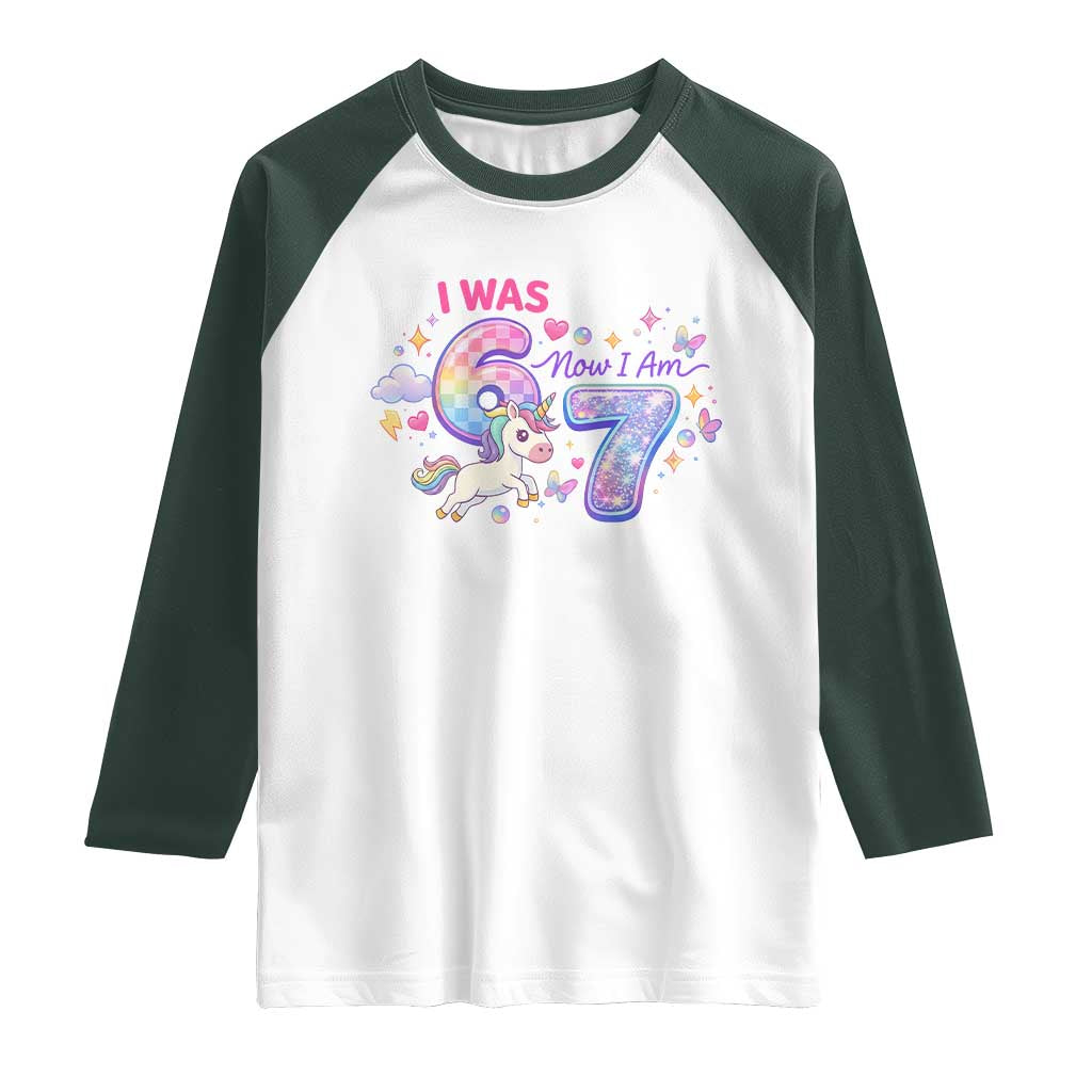 I Was 6 Now I Am 7 Raglan Shirt Funny Birthday Alpha Kids - Wonder Print Shop