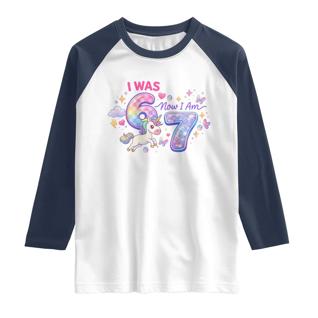 I Was 6 Now I Am 7 Raglan Shirt Funny Birthday Alpha Kids - Wonder Print Shop