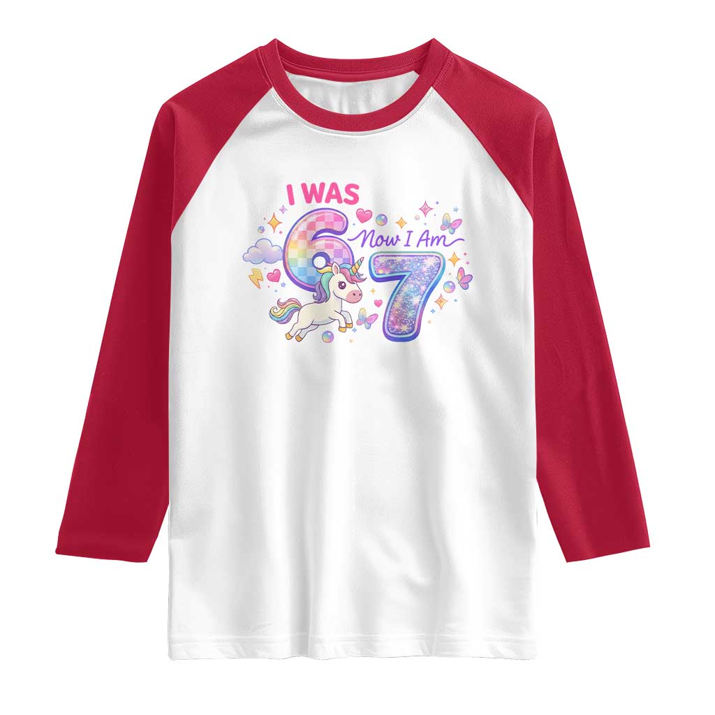 I Was 6 Now I Am 7 Raglan Shirt Funny Birthday Alpha Kids - Wonder Print Shop