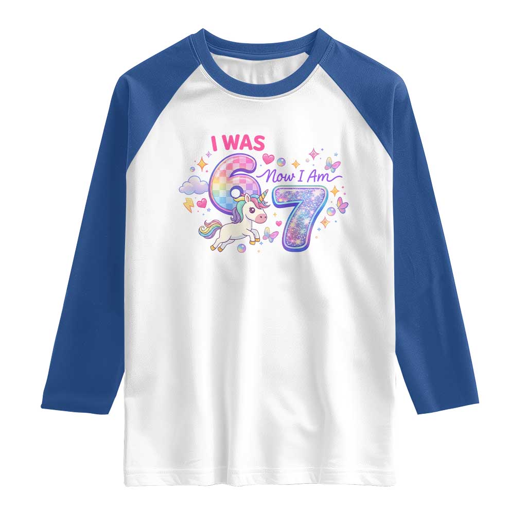 I Was 6 Now I Am 7 Raglan Shirt Funny Birthday Alpha Kids - Wonder Print Shop
