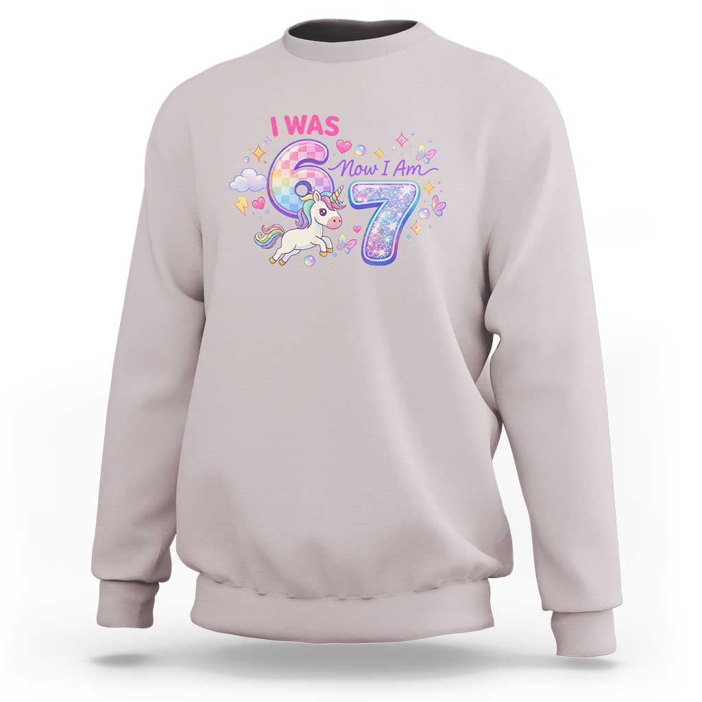 I Was 6 Now I Am 7 Sweatshirt Funny Birthday Alpha Kids - Wonder Print Shop
