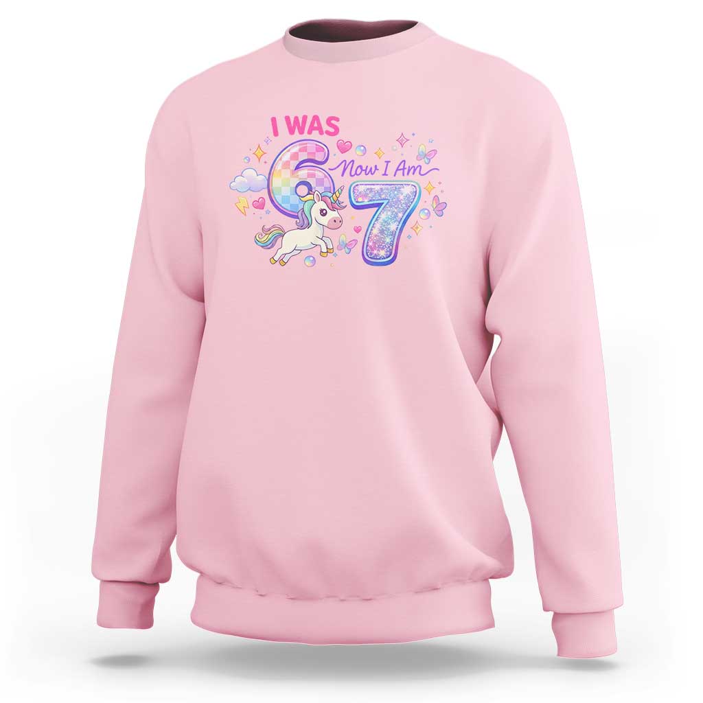 I Was 6 Now I Am 7 Sweatshirt Funny Birthday Alpha Kids - Wonder Print Shop