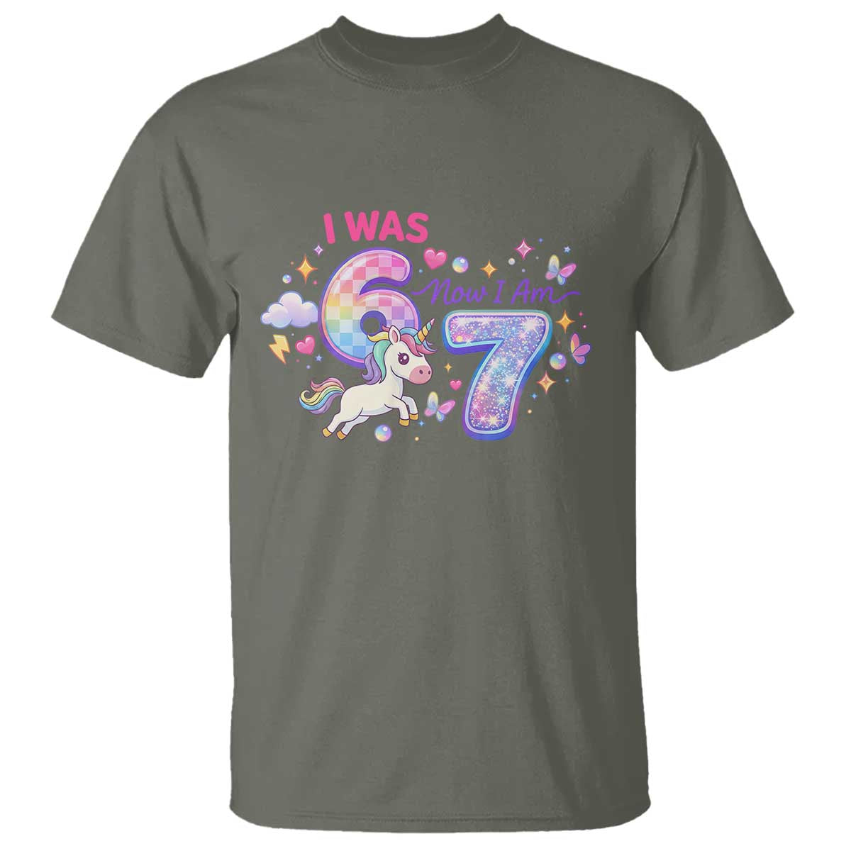 I Was 6 Now I Am 7 T Shirt Funny Birthday Alpha Kids - Wonder Print Shop
