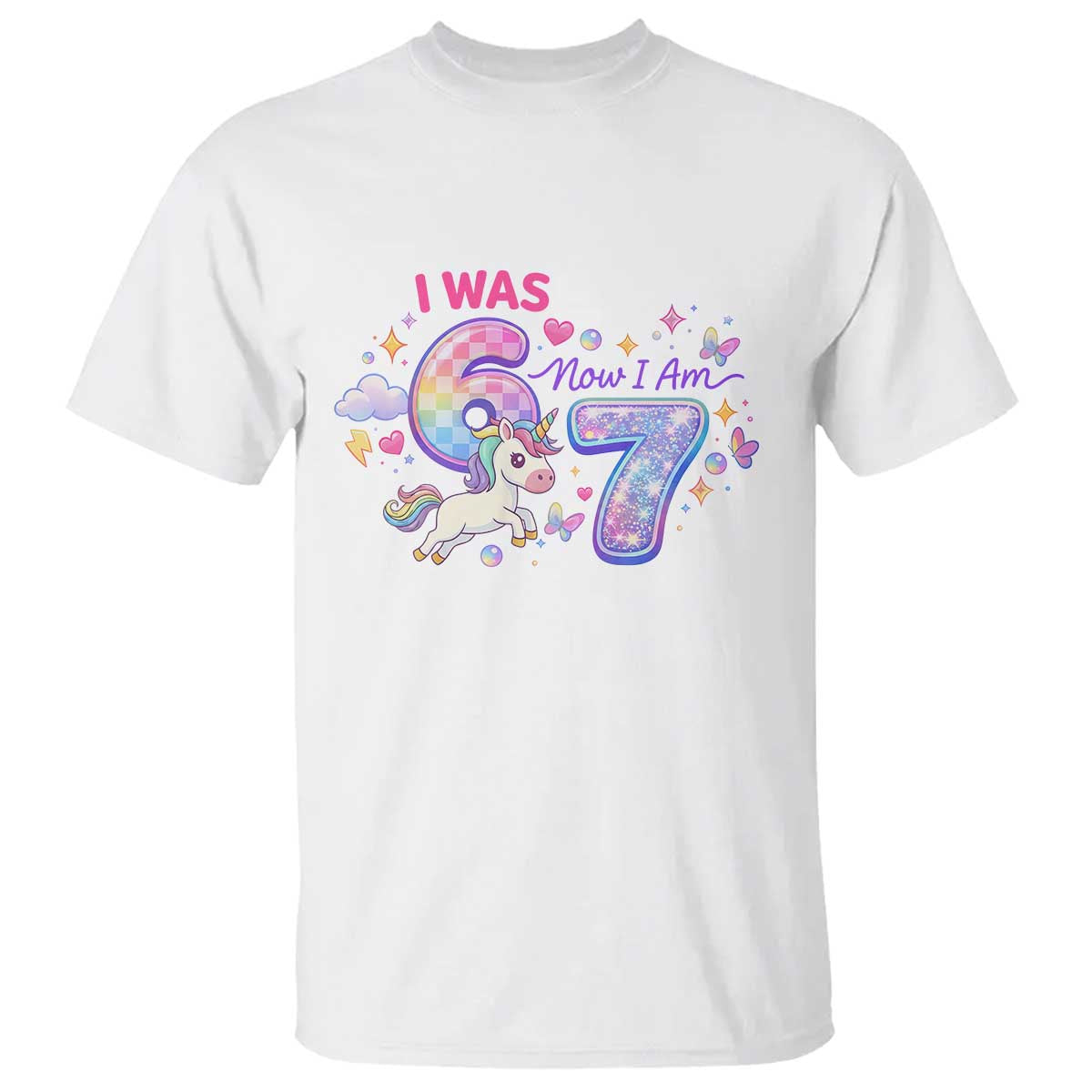 I Was 6 Now I Am 7 T Shirt Funny Birthday Alpha Kids - Wonder Print Shop