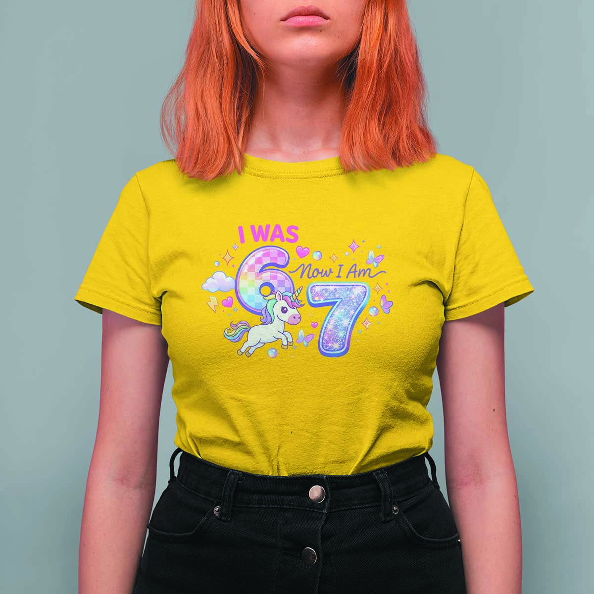 I Was 6 Now I Am 7 T Shirt For Women Funny Birthday Alpha Kids - Wonder Print Shop