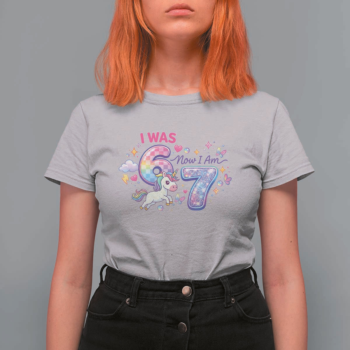 I Was 6 Now I Am 7 T Shirt For Women Funny Birthday Alpha Kids - Wonder Print Shop