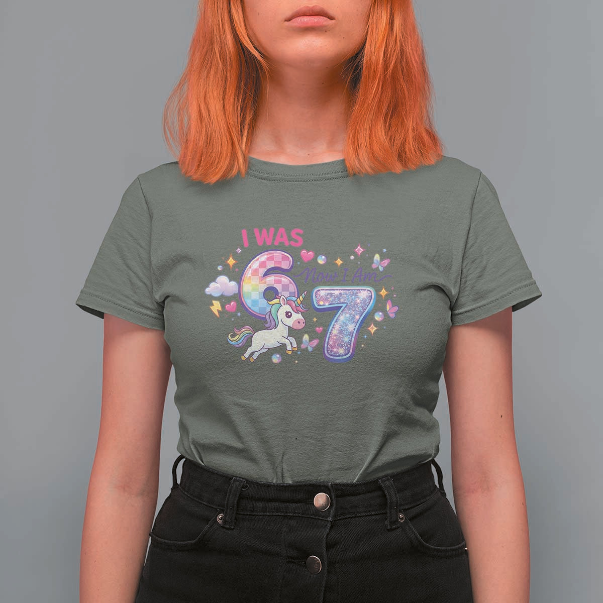 I Was 6 Now I Am 7 T Shirt For Women Funny Birthday Alpha Kids - Wonder Print Shop