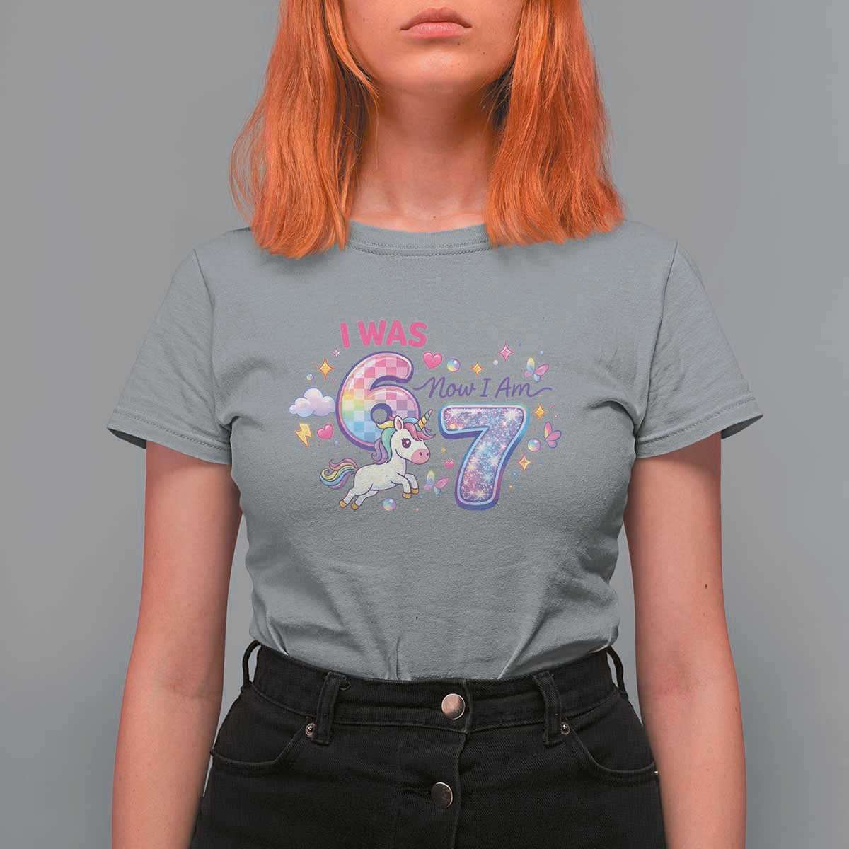 I Was 6 Now I Am 7 T Shirt For Women Funny Birthday Alpha Kids - Wonder Print Shop