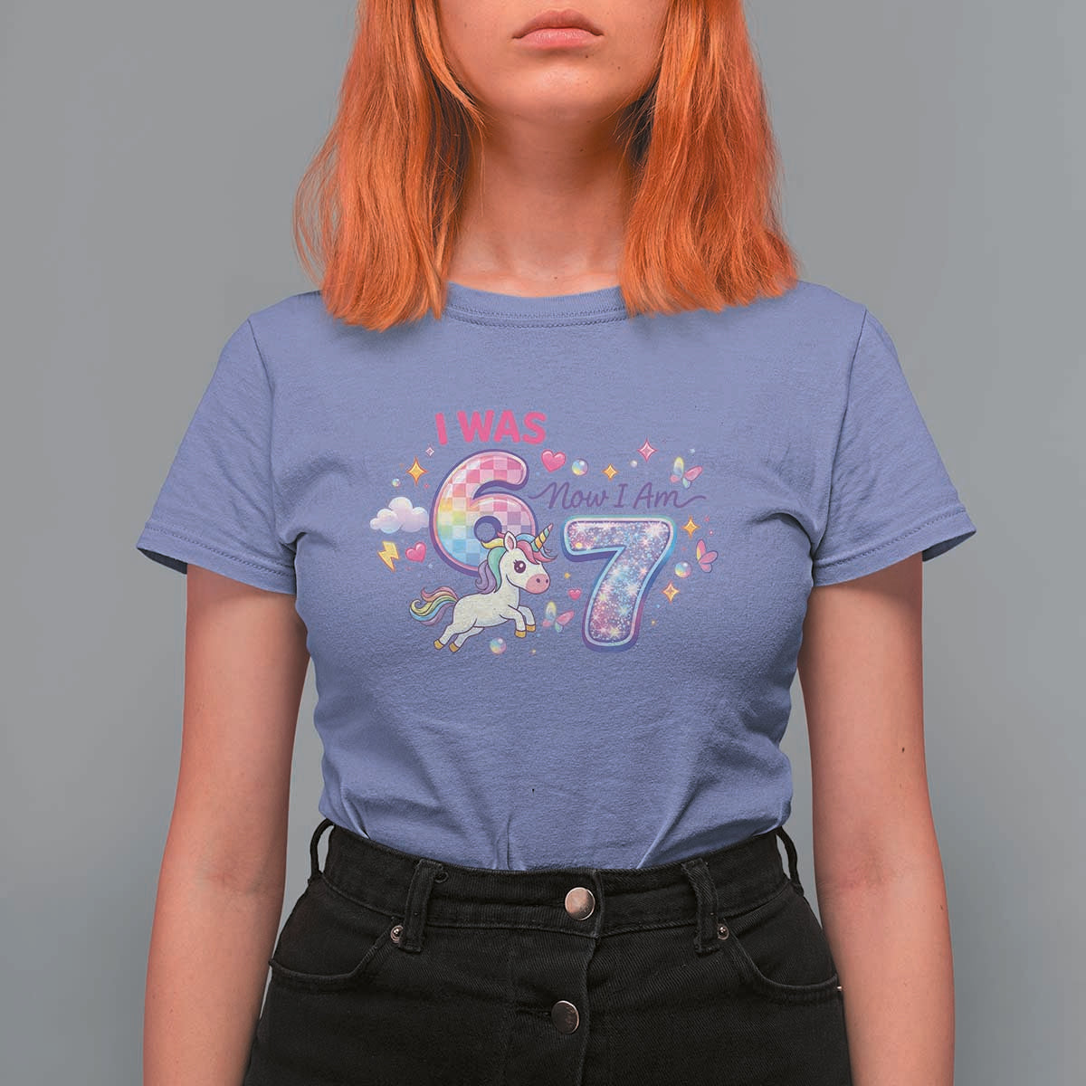 I Was 6 Now I Am 7 T Shirt For Women Funny Birthday Alpha Kids - Wonder Print Shop