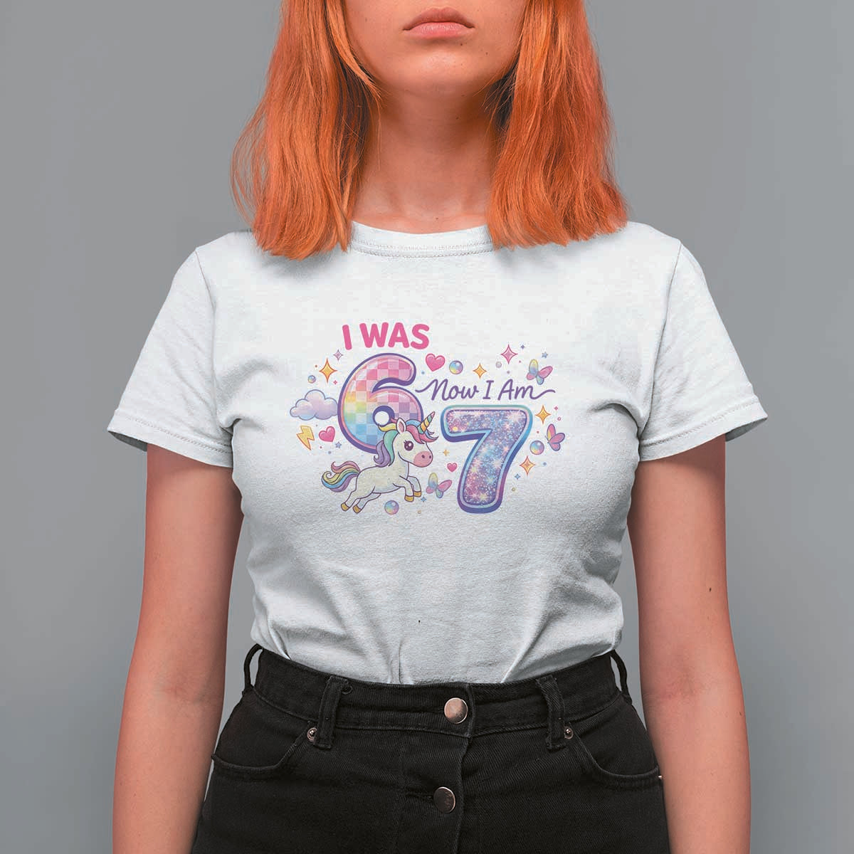 I Was 6 Now I Am 7 T Shirt For Women Funny Birthday Alpha Kids - Wonder Print Shop
