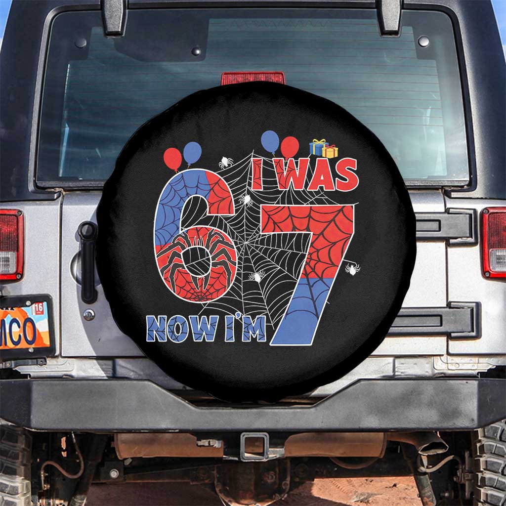 I Was 6 Now I Am 7 Spare Tire Cover Funny Spider Birthday Boy - Wonder Print Shop