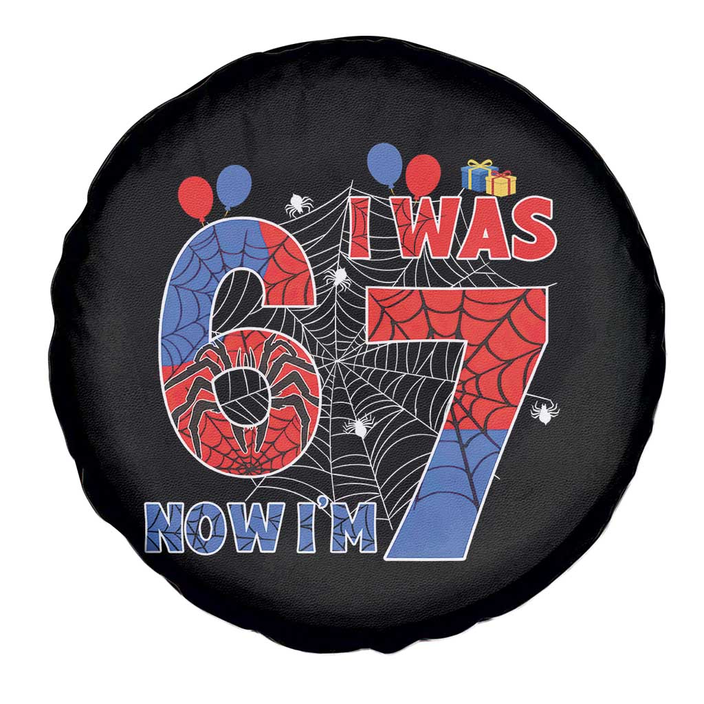 I Was 6 Now I Am 7 Spare Tire Cover Funny Spider Birthday Boy - Wonder Print Shop