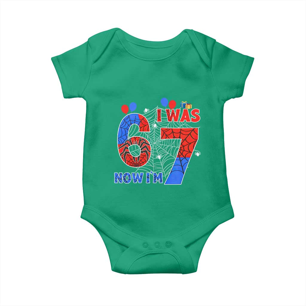 I Was 6 Now I Am 7 Baby Onesie Funny Spider Birthday Boy - Wonder Print Shop