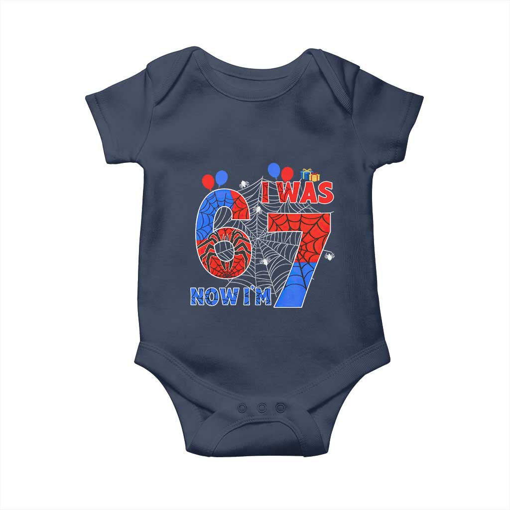 I Was 6 Now I Am 7 Baby Onesie Funny Spider Birthday Boy - Wonder Print Shop