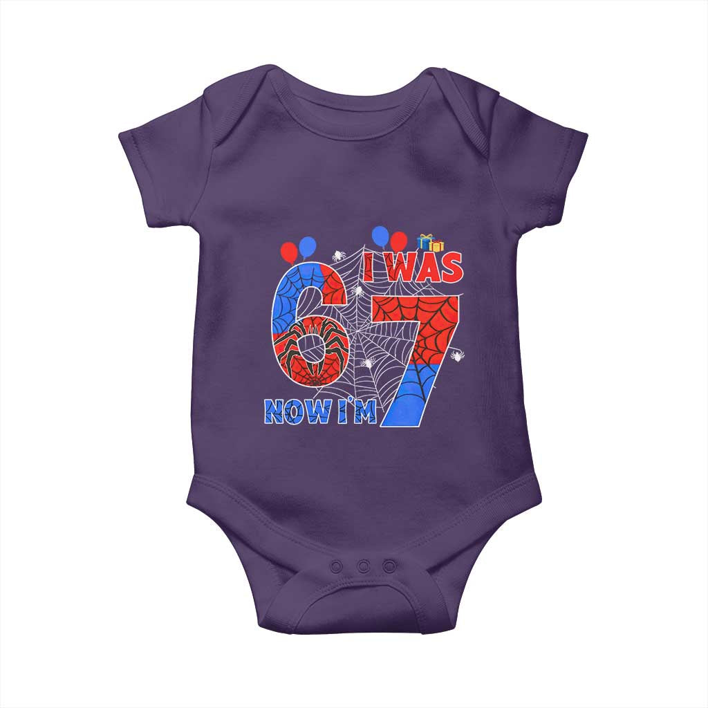I Was 6 Now I Am 7 Baby Onesie Funny Spider Birthday Boy - Wonder Print Shop