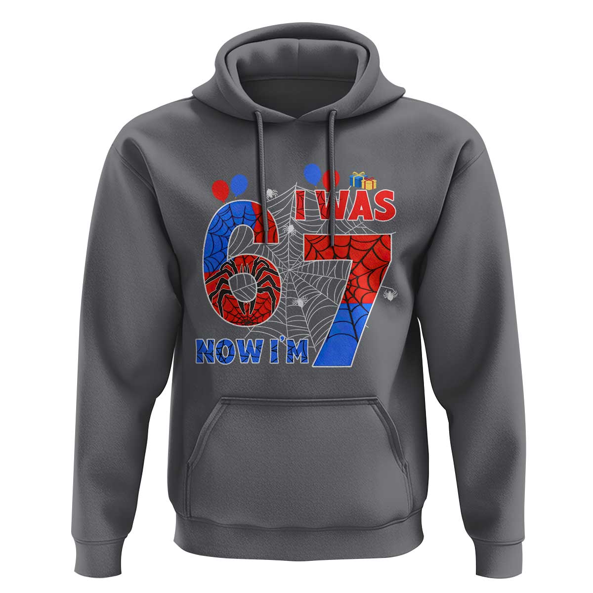 I Was 6 Now I Am 7 Hoodie Funny Spider Birthday Boy - Wonder Print Shop