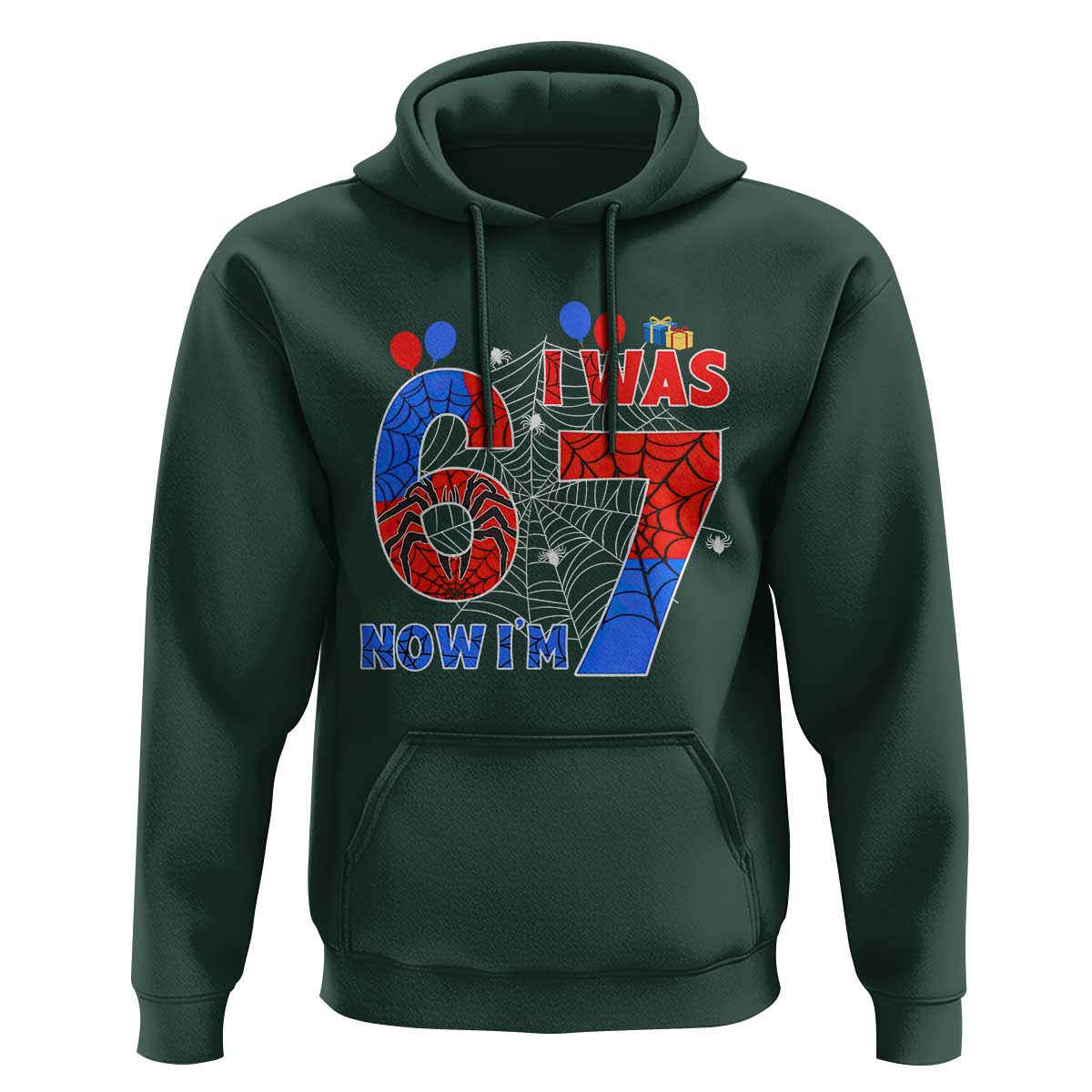 I Was 6 Now I Am 7 Hoodie Funny Spider Birthday Boy - Wonder Print Shop