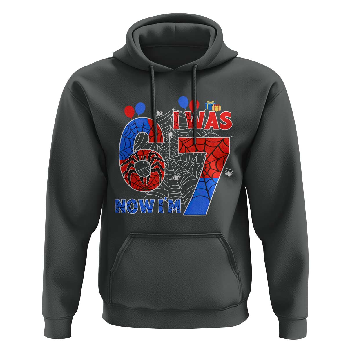 I Was 6 Now I Am 7 Hoodie Funny Spider Birthday Boy - Wonder Print Shop
