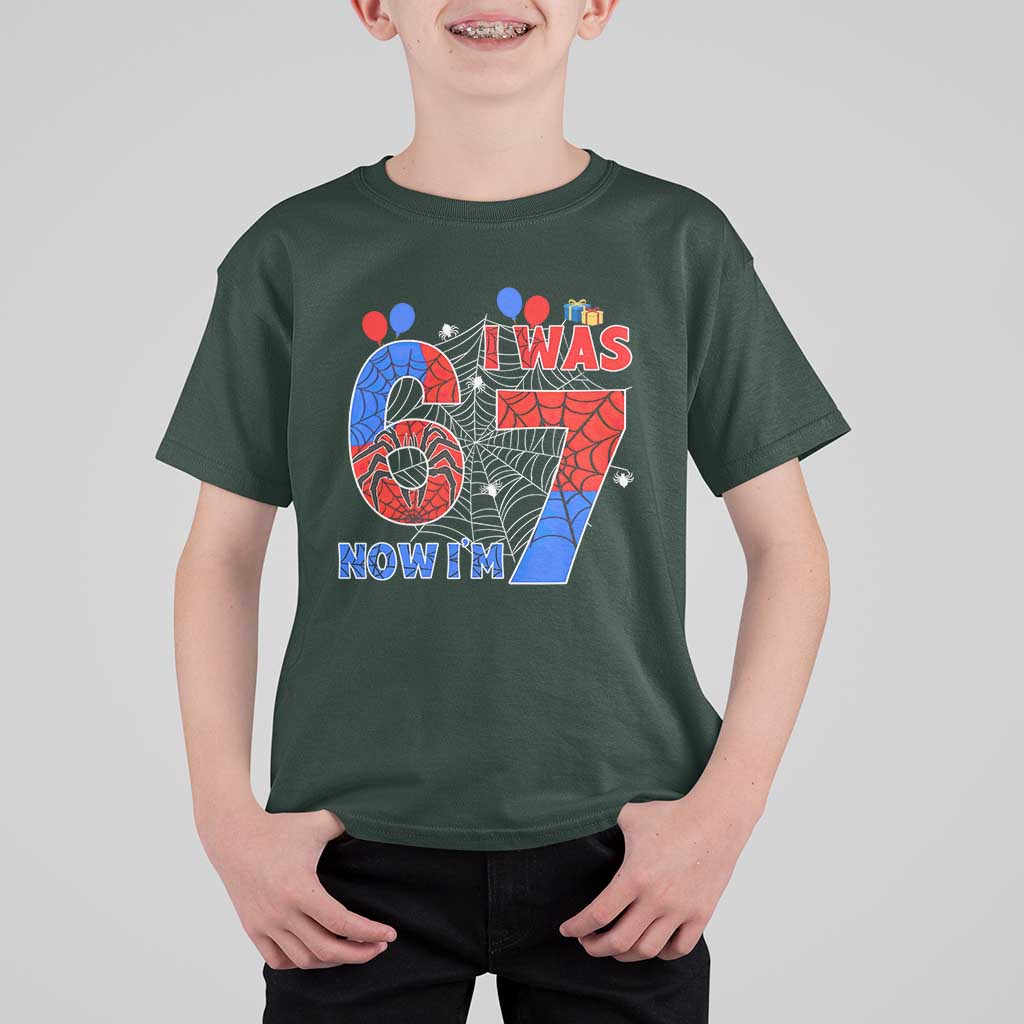 I Was 6 Now I Am 7 T Shirt For Kid Funny Spider Birthday Boy - Wonder Print Shop