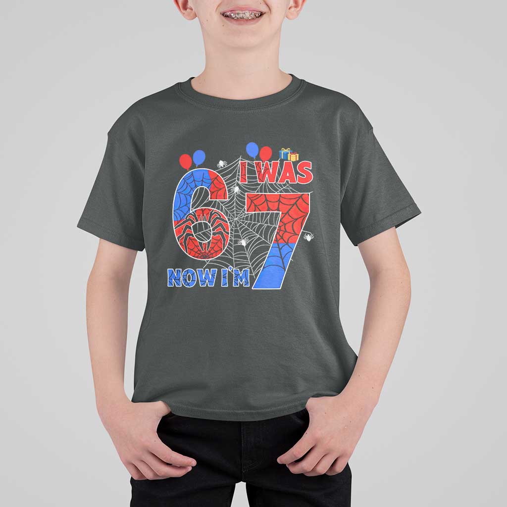 I Was 6 Now I Am 7 T Shirt For Kid Funny Spider Birthday Boy - Wonder Print Shop